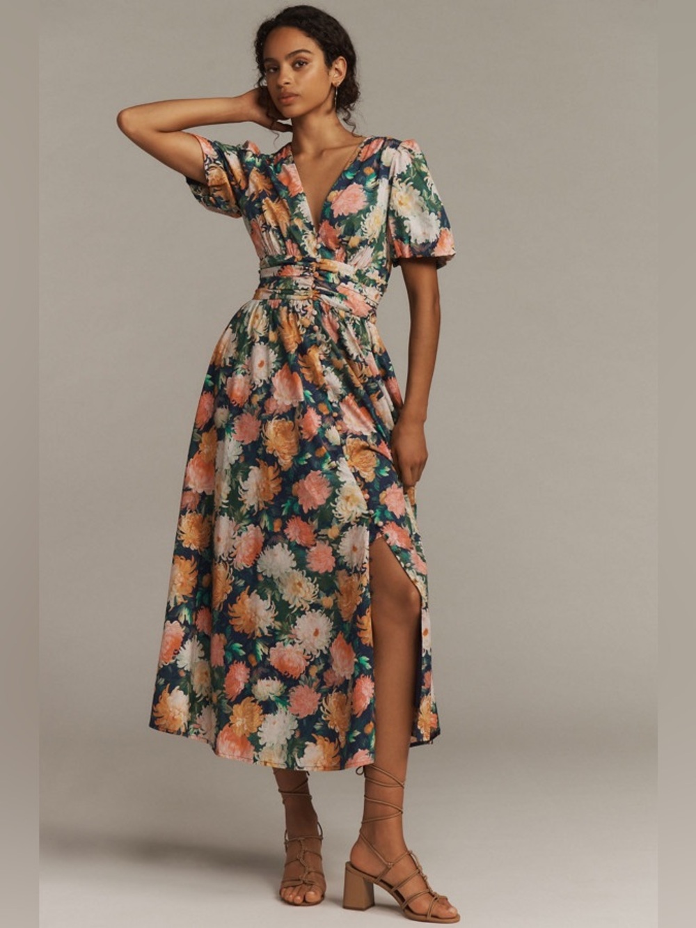 Anthropologie The Katerina Floral Button-Front Dress